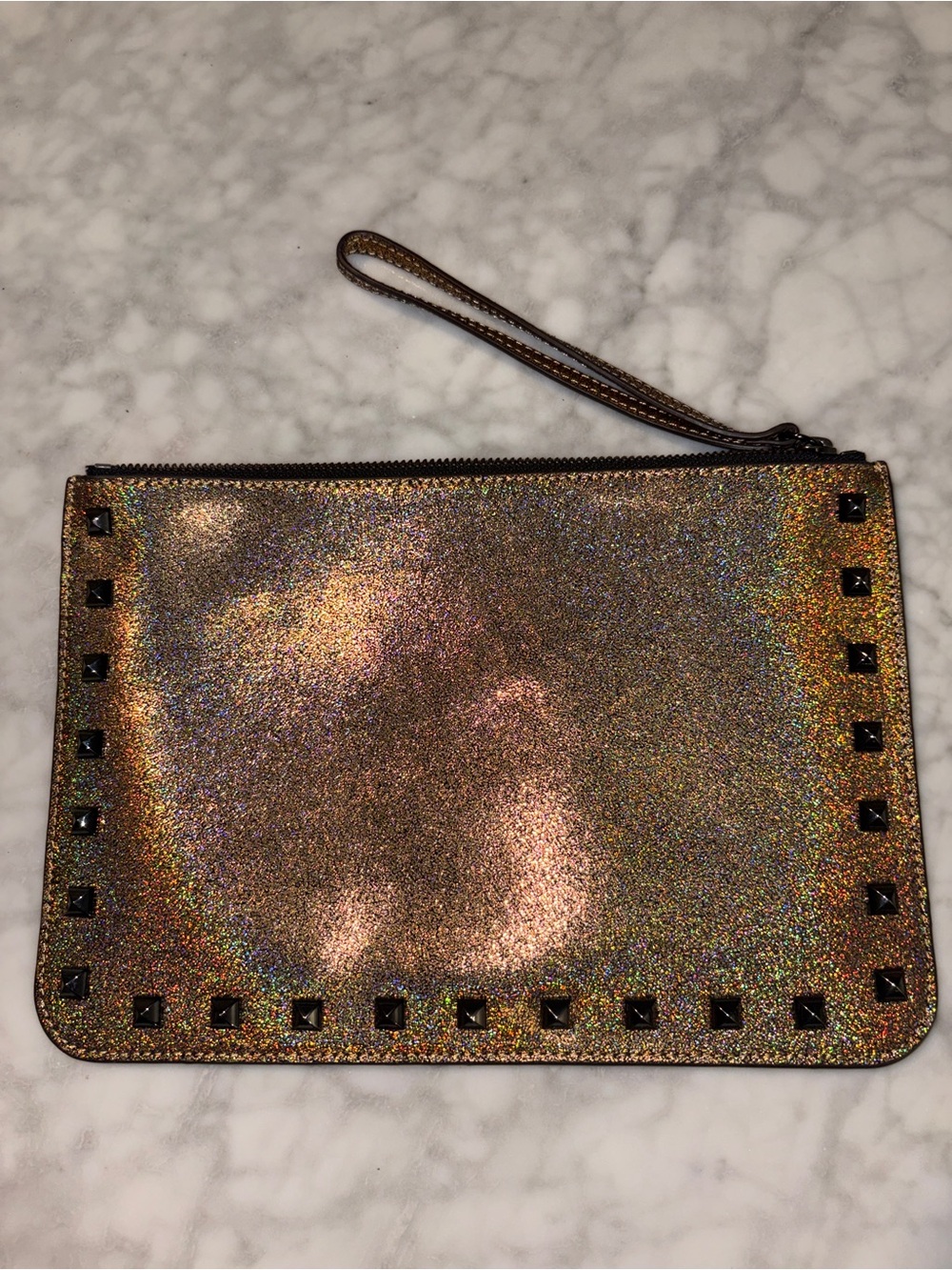 Rebecca Minkoff bronze gold glitter  Metallic Clutch